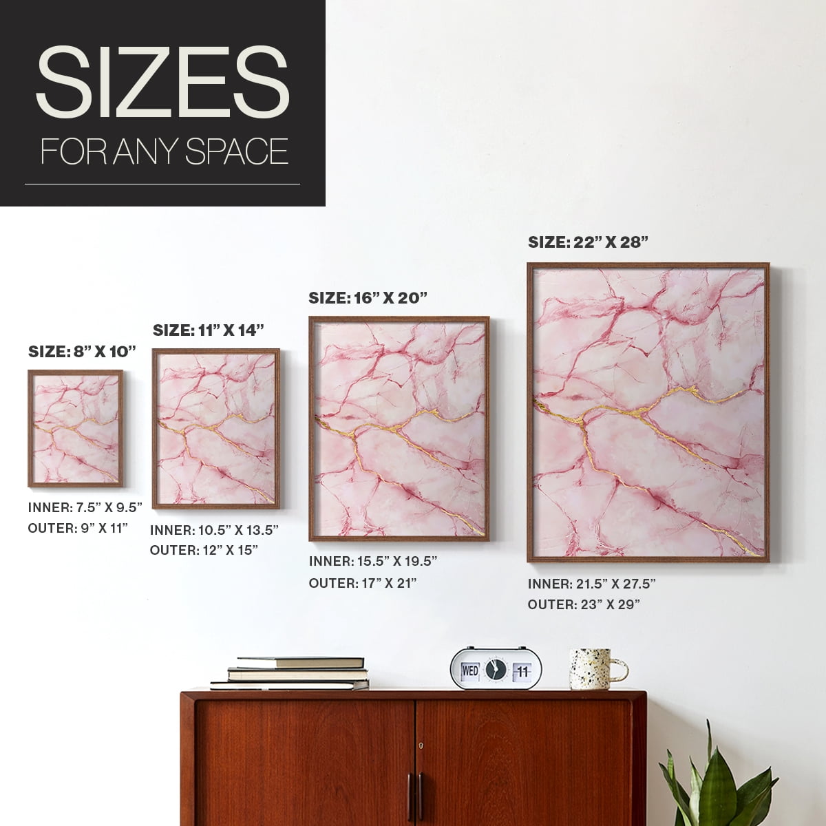 Rose Marble II in Brown Solid Wood 11 x 14 Framed Print