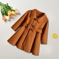 thumbnail image 4 of Odeerbi Kids Girls Winter Wool Coat Bow Dress Coat Winter Jackets Button Peacoat Toddler Lie Fallow Clothes Outwear Brown 7-8 Years, 4 of 7