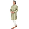 thumbnail image 2 of In-Sattva Men's Vertical Pleat Embroidered Banded Collar and Placket Kurta Tunic; Sage Green; MD, 2 of 5