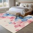 thumbnail image 5 of Butterfly Floral Area&nbsp;Rug 8x10ft Watercolor Blue Pink Flower Butterflies Linen Texture Non-Slip&nbsp;Washable Square&nbsp;Rugs Soft Felt Indoor Floor Mat for Bedroom Kitchen Living Room Bathroom, 5 of 9