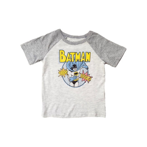 Toddler Boys Gray Vintage Worn Look Batman Tee Shirt T-Shirt 2T