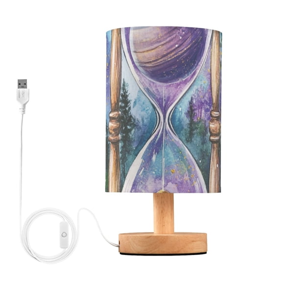 Hourglass Forest Table Lamp for Desk Nightstand Lamp with USB Modern Gifts for Bedroom Living Room Kids Room