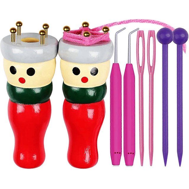 Juego de muñecas para tejer ZHAOCHENG 2 piezas con carrete de madera