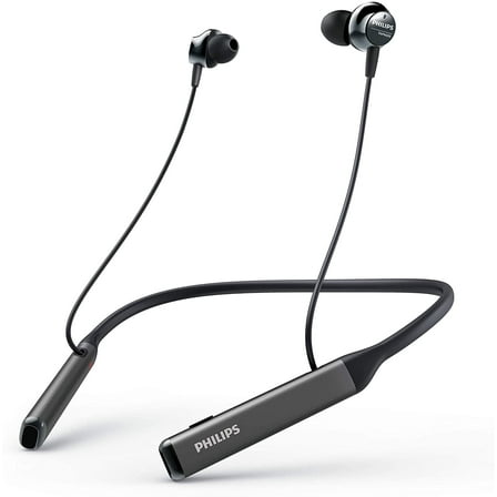 Philips Wireless Neckband Headphones, Voice Assistance, Hi-Res Audio TAPN505BK, Black