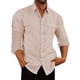 thumbnail image 1 of Bellella Camisa con botones para hombre Camiseta holgada informal Blusa con cuello de solapa de manga larga Bolsillos de color sólido Tops de otoño, 1 of 2