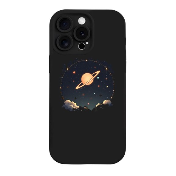 Stylish Yellowing Resistant Lightweight iPhone 15 Pro Case - Cosmic Planet & Star Design Durable Protection for Your Phone