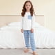 thumbnail image 5 of Conjuntos de blusa y camisa de manga larga con cuello redondo para niños y niñas de 5 a 14 años con estampado y bolsillo. Conjunto de top y pantalón de manga larga., 5 of 9