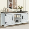 thumbnail image 4 of Rustic TV Stand for 65" TVs, Traditional Media Console with Adjustable Shelves, Spacious Storage, and Farmhouse Charm for Cozy Living Rooms and Bedrooms,Perfect Entertainment Center, White, 4 of 11