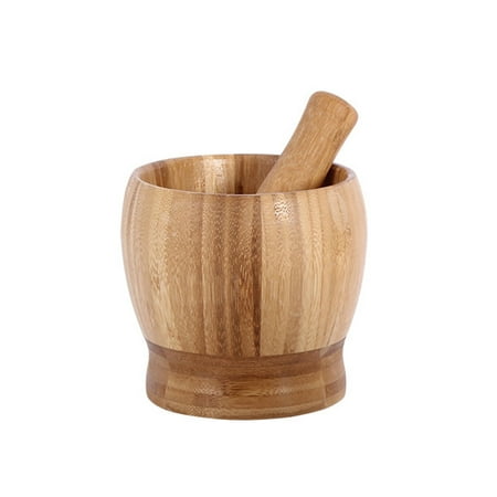 

JeashCHAT Mortar and Pestle Set - Premium Bamboo Bowl Garlic Press Grinder Crusher Clearance