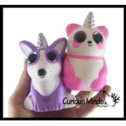 2 Small RANDOM Mystical Animal with Horn and Wings Slow Rise Squishies Slow Rise Foam - Scented Sensory, Stress, Fidget Toy (RANDOM COLORS)