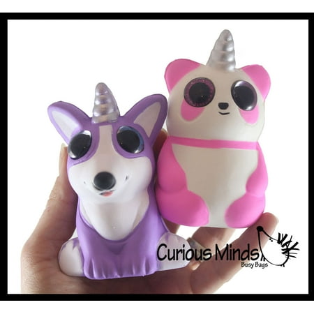 2 Small RANDOM Mystical Animal with Horn and Wings Slow Rise Squishies Slow Rise Foam - Scented Sensory, Stress, Fidget Toy (RANDOM COLORS)