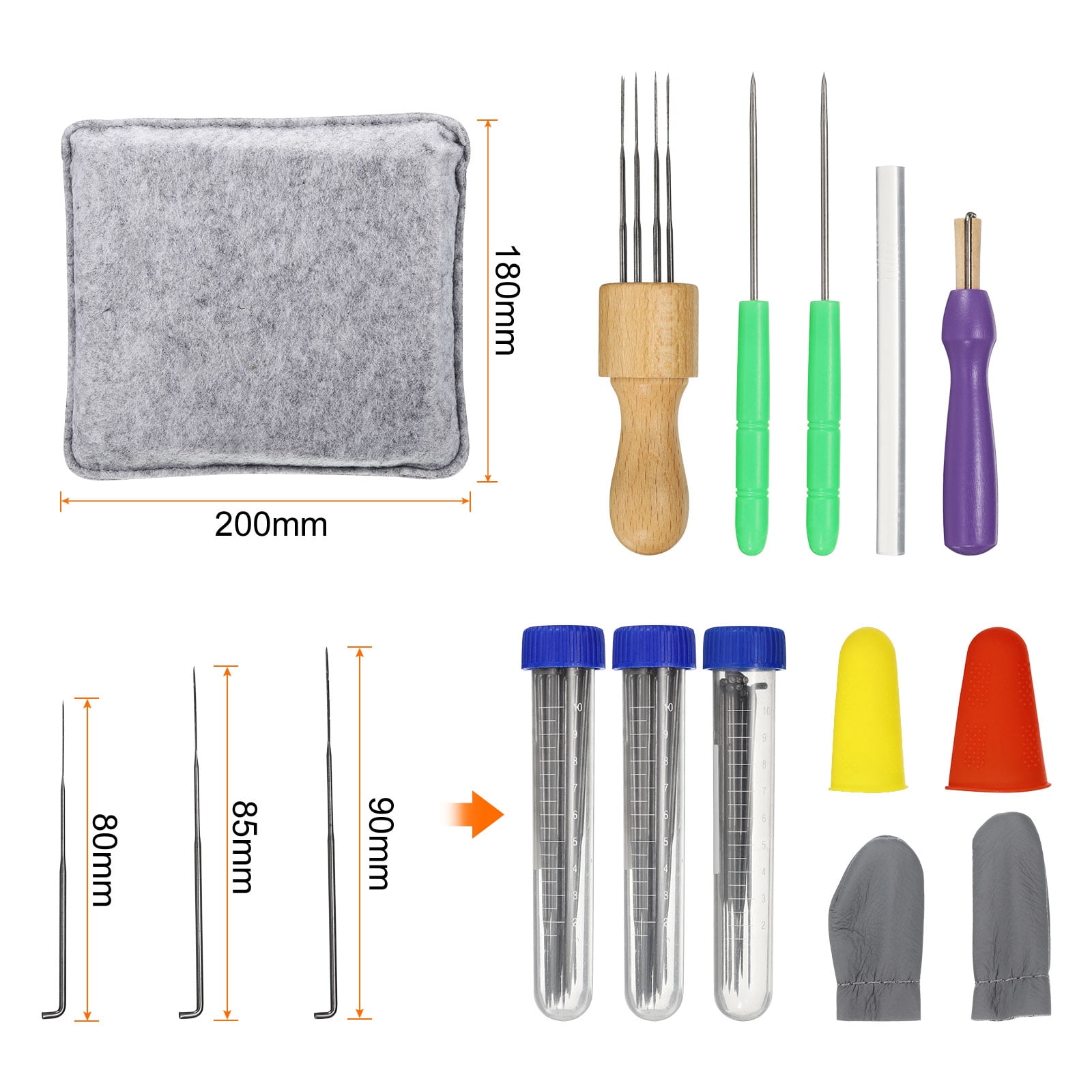 Needle Felting Kit, Wool Felting Needle Tool Holder, Needle Felting Supplies 3 Size 30pcs Felting Needles