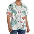 thumbnail image 4 of Vsdgher Music Lover Dinosaur Print Men's Wrinkle Free Untucked Cuban Shirt Business Casual Button Down Shirts Short Sleeve Shirt, 4 of 7