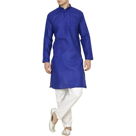 

Royal Men s Deep Blue Linen Cotton Kurta Pyjama Set For Comfort Wear (42)