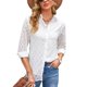thumbnail image 1 of Blusa holgada de moda transpirable con botones y cuello vuelto de manga larga para mujer, 1 of 7
