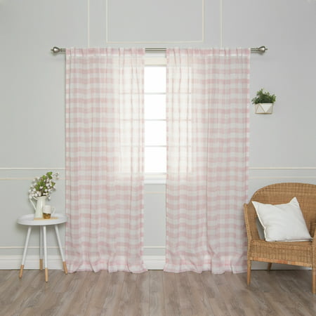 Best Home Fashion Sheer Watercolor Plaid Rod Pocket (Best Color For Curtains)