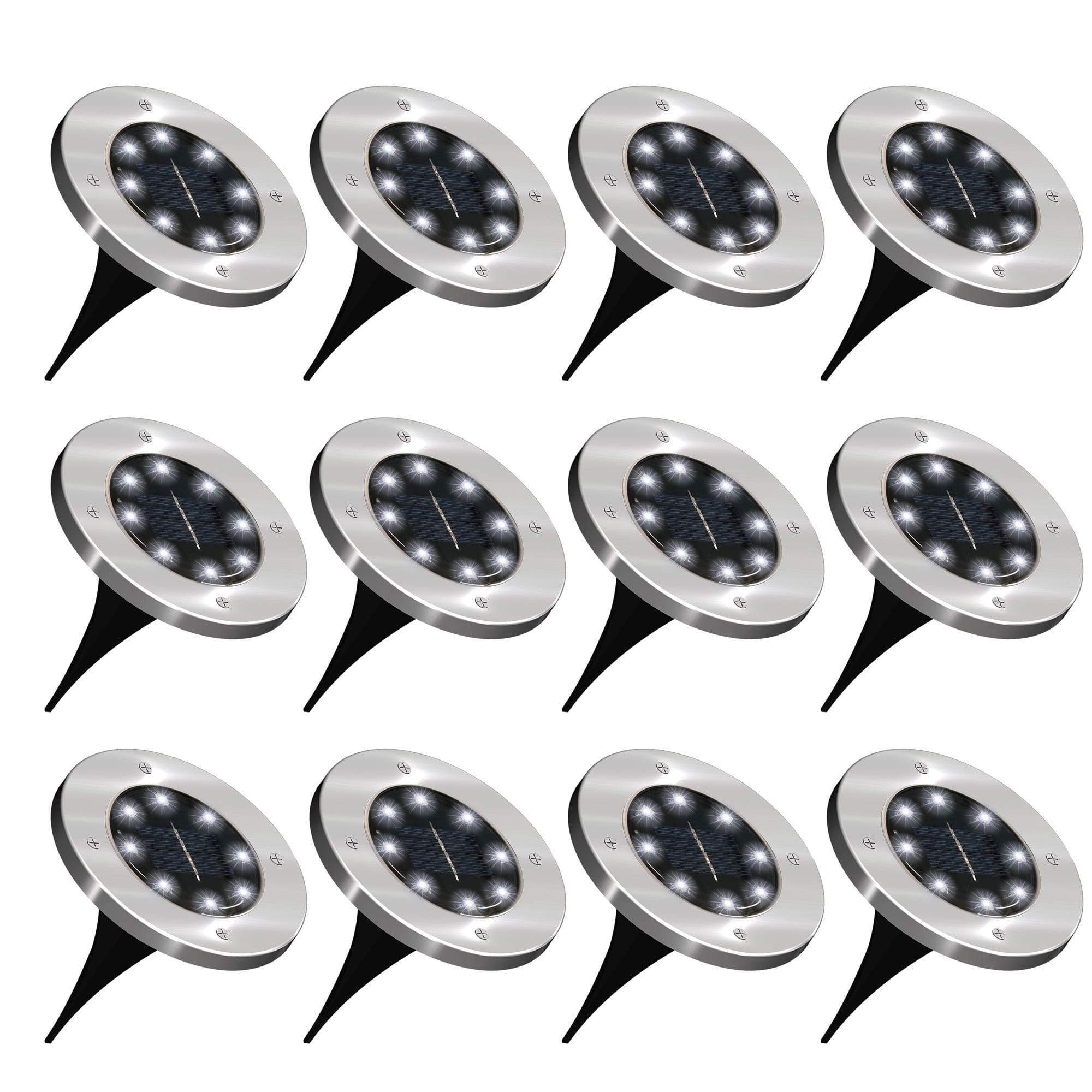 Sunco Lighting 12 Pack Solar Path Lights Dusk To Dawn 5000k Daylight Cross Spike Stake For Easy In Ground Install Powered Led Landscape Rohs Ce Com Sunco Lighting 12 Pack Solar Path, Sunco Solar Led Path Lights Round