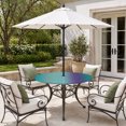 thumbnail image 2 of Round Outdoor Tablecloth with Umbrella Hole and Zipper, Teal Purple Ombre Tablecloth with Elastic Waterproof, Modern Art Abstract Aesthetics Patio Table Covers for 55" - 60" Picnic Pool Tables, 2 of 9