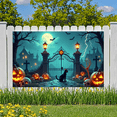 thumbnail image 3 of Black Cat Halloween Banner Spooky Graveyard Gothic Gate Decor for Outdoor Events Holiday Parties Night Celebrations, 3 of 9