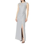 Alex Evenings Long Sleeveless Dress with Shoulder Cutout (Womens, Platinum, 6)