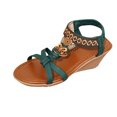 thumbnail image 1 of SEAOPEN Women's Square Toe Slide Sandals Rhinestone Clear Flat Sandals Summer Sandals Cute Slide Sandals Size 9.5 Army Green, 1 of 8
