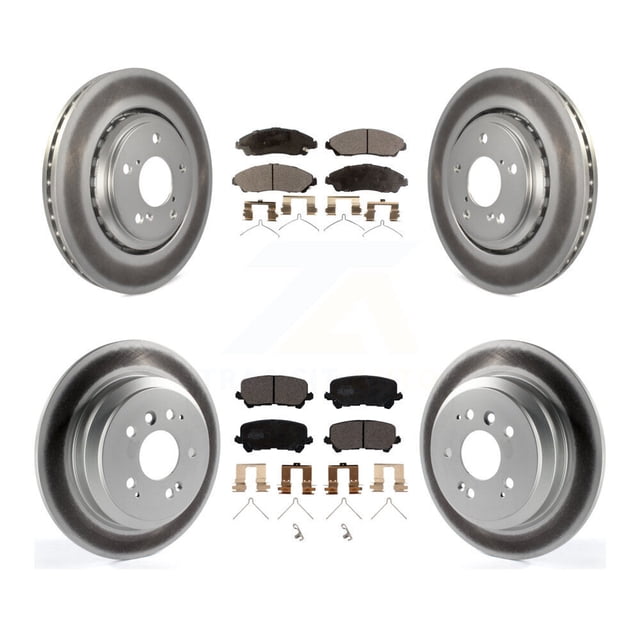 Transit Auto Front Rear Coated Disc Brake Rotors and Ceramic Pads Kit for Car Honda Pilot Ridgeline KGT-101222