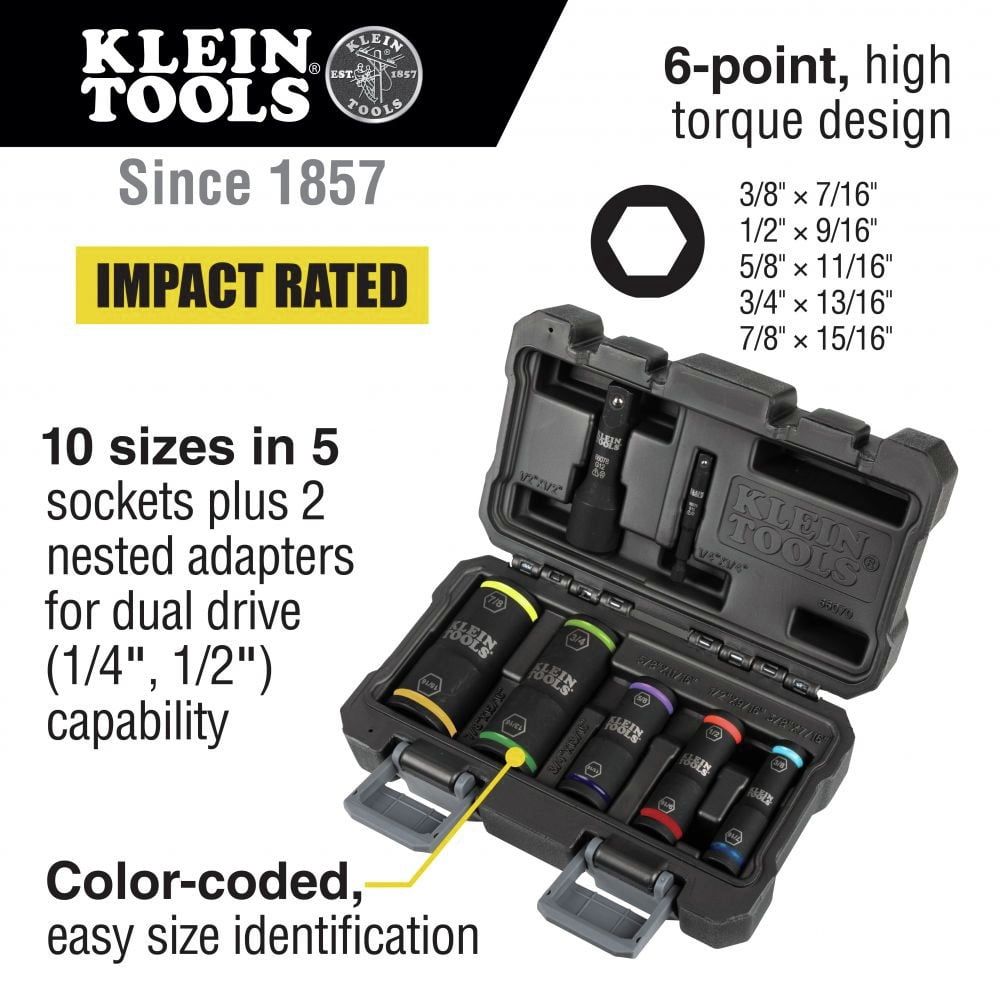 Klein Tools 66070 7-Piece Flip Impact Socket Set
