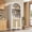 White, variant on IdealHouse Farmhouse Arched Pantry Cabinet - 5-Tier Storage with Rattan Decor, Open Display Shelf for Kitchen Dining Living Room, Natural