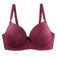 thumbnail image 4 of WCJM Red Women's Plus Size Bras Soft Thin Underwire Support Sleep Bra Underwear Anti Sagging Gathered Bralettes, 4 of 4