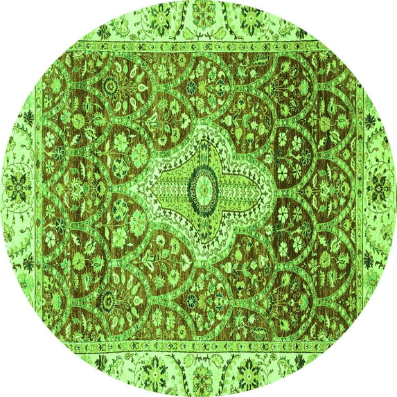 Ahgly Company Indoor Round Abstract Green Modern Area Rugs, 5' Round