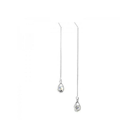 Ear Thread Earrings MarinaVida Long Line Threader Earrings Silver Gold Crystal Ear Threads Drop Dangle Chain Earrings ()