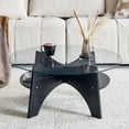 thumbnail image 2 of Noble House 31.5" Round Tempered Glass Coffee Table,Fan-Shaped Bracket,Black, 2 of 10