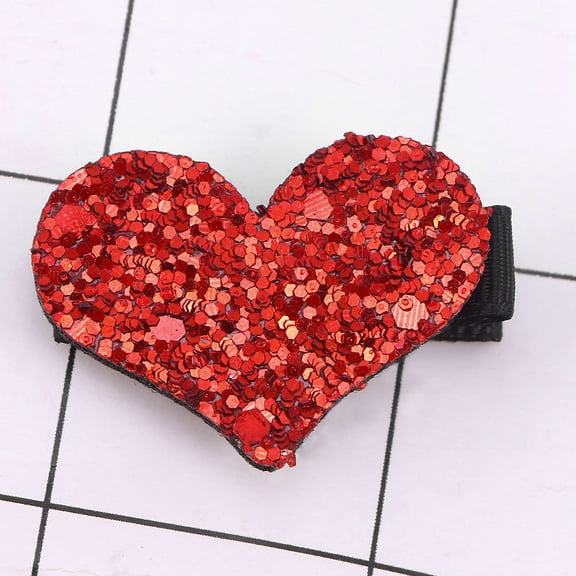 DEEPCRAFF 2-Pack Red Glitter Heart-Shaped Hair Clips Stylish Hairpins for Weddings, Parties, Stage, and Special Events