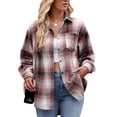 thumbnail image 3 of MOSHU Flannel Shirts for Women Casual Plaid Womens Tops Long Sleeve Button Down Shirts Curved Hem Blouses, 3 of 6