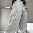 thumbnail image 5 of LIIPEE Boys Cargo Pants Kids Casual Solid Color Drawstring Waist Baggy Wide Leg Trousers With Pockets Comfortable Breathable Fashion Versatile Bottoms,13-14 Years, 5 of 5