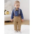 thumbnail image 3 of WESIDOM Baby Boy Clothes 0-18M Newborn Infant Gentleman Outfit, Shirt+Bowtie+Beret+Suspender Pant Baby boy Suit Clothing Set, 3 of 8