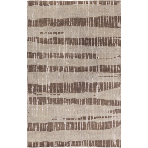 Hauteloom Turbeville Wool Living Room, Bedroom Area Rug - Contemporary - Dark Brown, Peach, Taupe - 2' x 3'