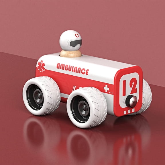 ZARKEA Toddlers Role-Recognition Pull-Back and Magnet Connect Ambulance Car,Pretend Play Toy for 18  months