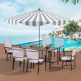 thumbnail image 2 of Outdoor Patio Furniture Sets, 7 Piece Outdoor Patio Dining Set with Dining Table, Swivel Chairs, Shade Umbrella Hole, Outdoor Table Chair Set Conversation Furniture Sets for Lawn Backyard, Black, 2 of 10
