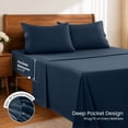 thumbnail image 5 of Lux Decor Collection Queen Size Sheets Set Brushed Microfiber High GSM, 4 Piece Sheet Set Upto 16 Inches Deep Pocket Bedding Sheets & Pillowcases - Navy Blue, 5 of 10