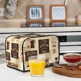 thumbnail image 3 of 1pc, Toaster Cover, Novelty Coffee Theme Toaster Cover Washable Dustproof Brown Kitchen Small Appliance Cover with Top Hook, Fits Standard 2 Slice Toaster, 3 of 6
