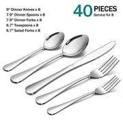 Vesteel 45 Pieces Silverware Set with Serving Utensils, Stainless Steel Modern Flatware Cutlery Set for 8, Eating Utensils Tableware Include Forks Knives Spoons, Mirror Polished & Dishwasher Safe