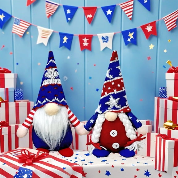 Patriotic Gnome Decor – 4th of July Decorations, Fourth of July Gnome for Independence Day, Memorial Day, Veterans Day, Patriotic USA Gnomes Vibrant Colors, 9-11 inch A