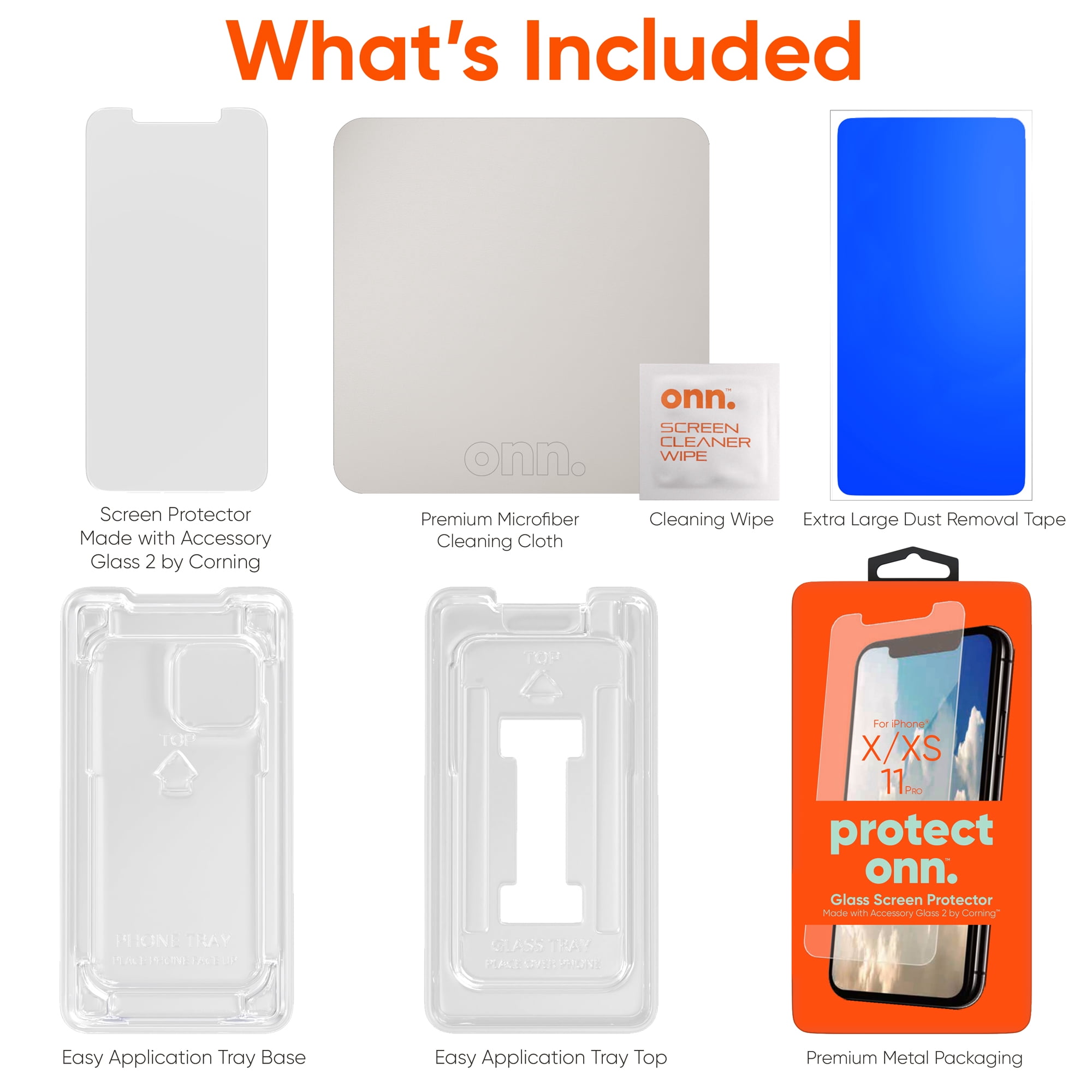 onn. Corning Glass Screen Protector for Apple iPhone X/XS/11 Pro