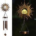 thumbnail image 3 of Campanas de viento Sol Solar Crackle Bola de vidrio Campanas de viento Jardín Luna Luz nocturna Proyección de sombras Decoración de jardín Campanas de viento de cobre retro Tono profundo Mús, 3 of 5