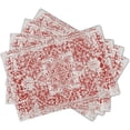 thumbnail image 2 of Gray Red Boho Placemats Set of 4 Ethnic Bohemian Carpet Place Mats Washable Kitchen Dining Vintage Grey Geography Floral Linen Table Mats Stain Heat-Resistant Cloth Tabel for Home Party 12x18 in, 2 of 8