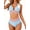 Blue, variant on Women's Swimsuit 2 Piece Bathing Suit High Waist Tummy Control Bikini Sets Linear Flower Print 2 Piece Drawstring Swim Suits Sky Blue M