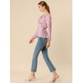 thumbnail image 4 of Blusa Top Peplum Estampado Floral Lazo Auto Cuello En V Con Volantes Cruzados Para Mujer Rosa M, 4 of 6