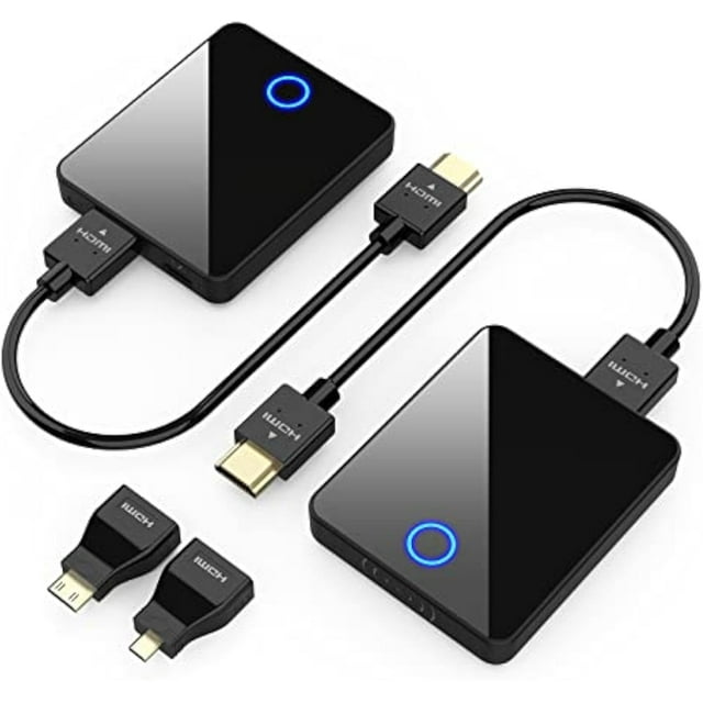 Wireless HDMI Transmitter and Receiver,98FT Wireless HDMI Extender Support 1080P@60 Hz, Support 2.4/5GHz for Streaming Video Audio from Laptop, Camera, Cable Box to HDTV Projector