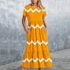 thumbnail image 1 of Puntoco Vestido Midi De Moda Para Mujer Vestido Con Cuello Redondo Y Manga Corta Con Dos Bolsillos En Capas Y Estampado De Rayas Onduladas Amarillo L,Regalos Para Mujer Joven, 1 of 6